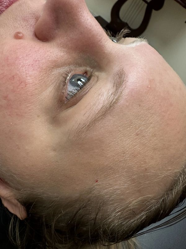 Before — Light, patchy brows transformed into a bold, beautifully arched shape.